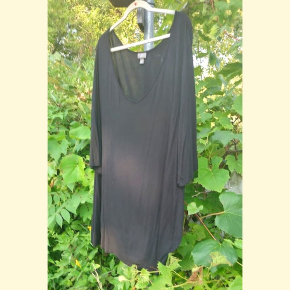 J. Jill Womens Rayon Blend Stretchable Tunic Black Tee Top - Plus Size 4X